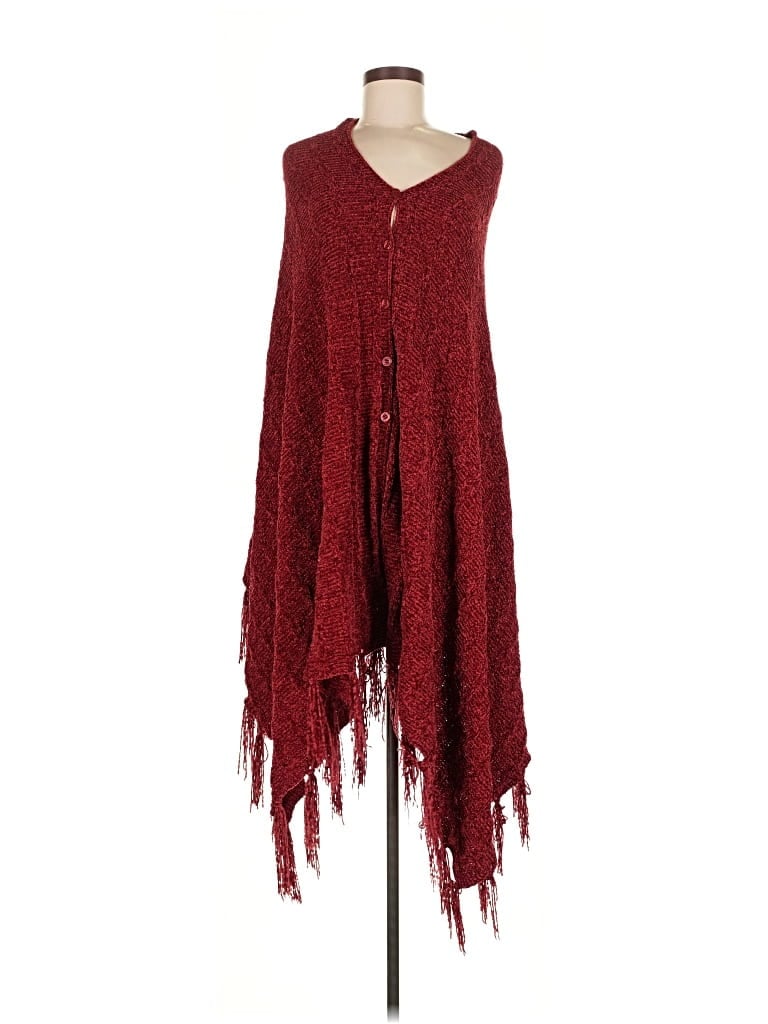 Pre-owned Lularoe Poncho In Burgundy