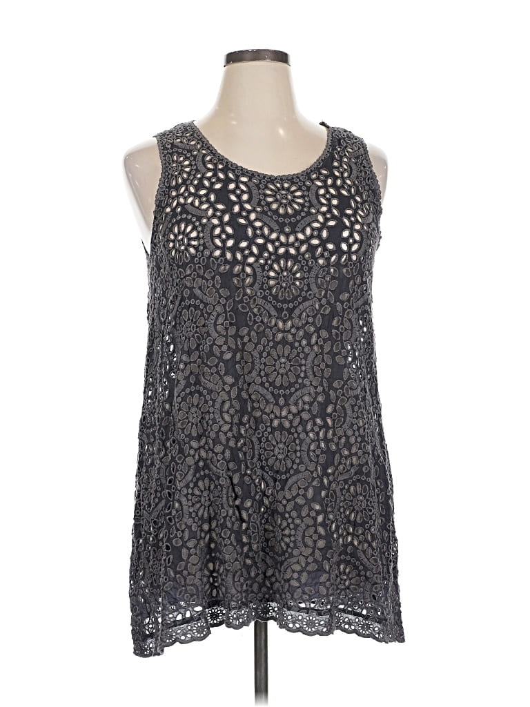 Pre-owned Johnny Was Sleeveless Blouse In Gray