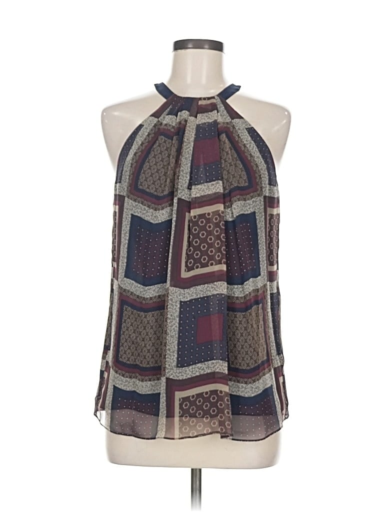 Pre-owned Worth New York Sleeveless Silk Top Gray Halter Neckline Tops