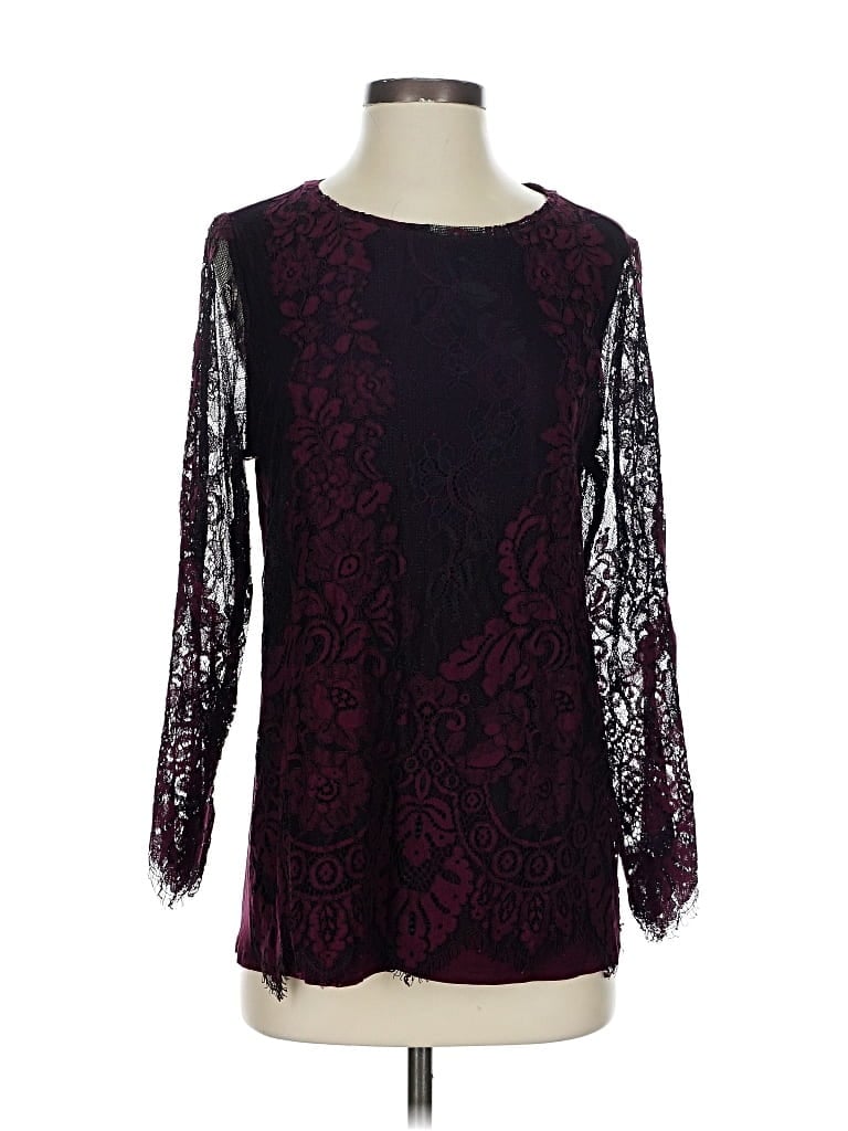 Pre-owned Chico's Long Sleeve Blouse In Burgundy