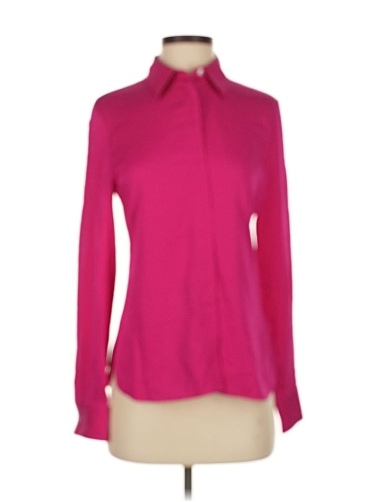Pre-owned Theory Long Sleeve Blouse In Pink