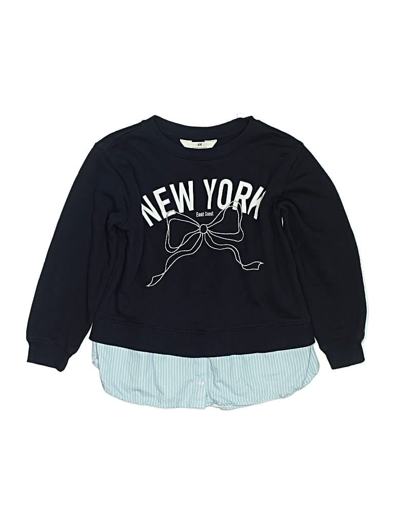 Pre-owned H&m Kids' Long Sleeve Top Blue Crew Neck Tops
