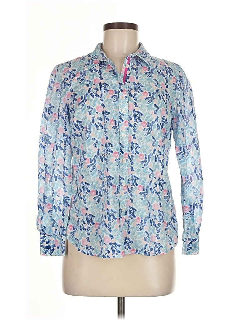 Pre-owned Talbots Long Sleeve Button Down Shirt In Blue