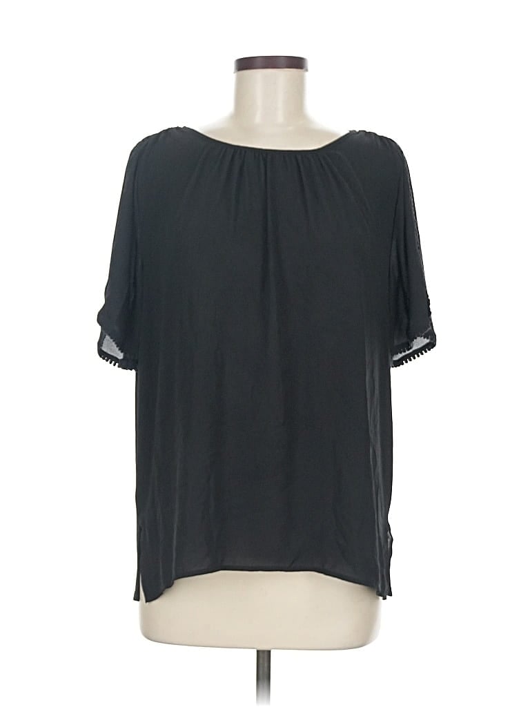 Pre-owned Ann Taylor Short Sleeve Blouse In Black