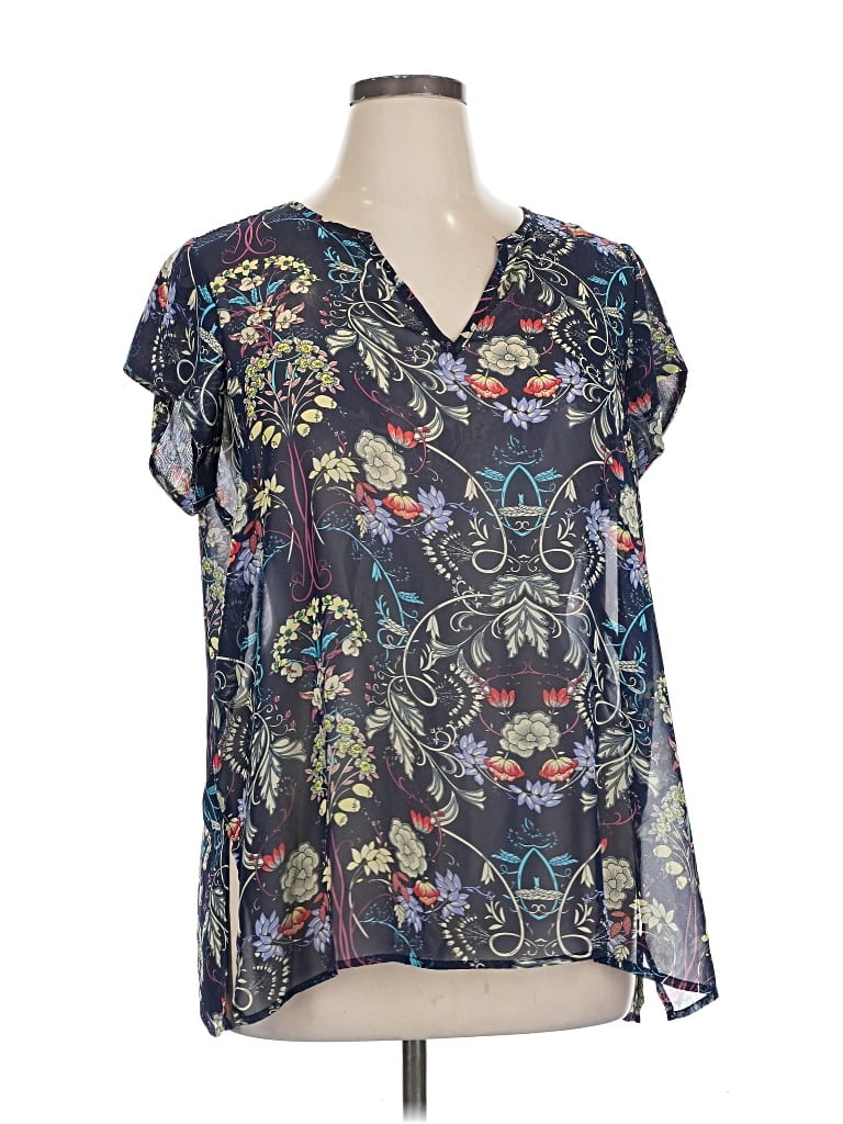 Pre-owned Fun2fun Short Sleeve Blouse In Blue