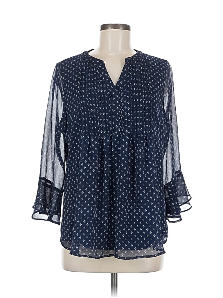 Pre-owned Charter Club 3/4 Sleeve Blouse In Blue