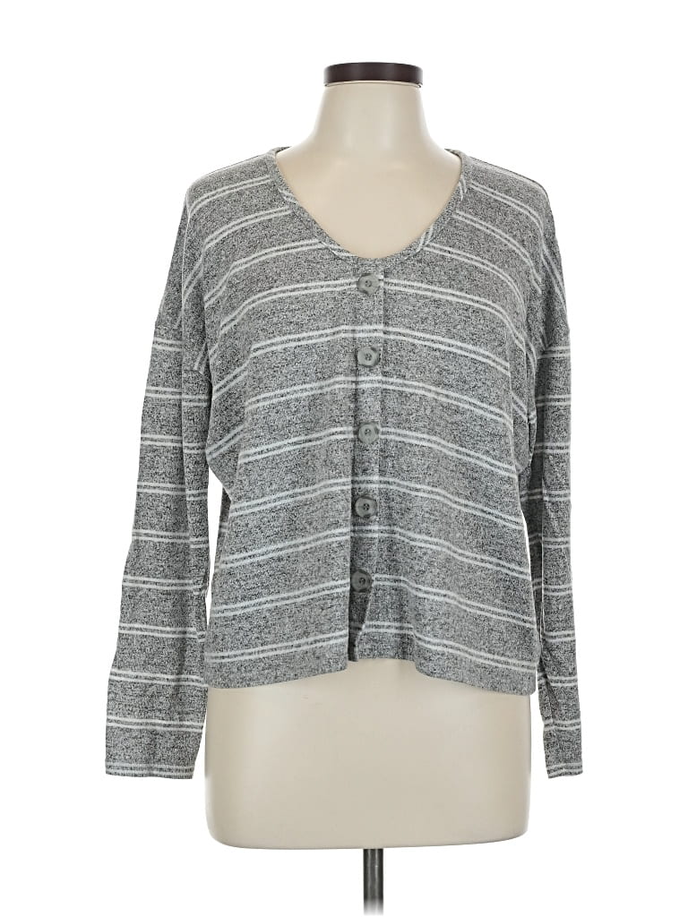 Pre-owned Torrid Long Sleeve Top Gray V Neck Tops