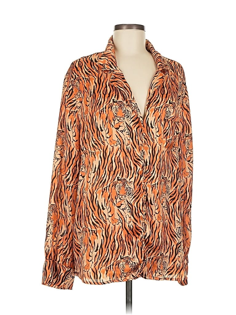 Pre-owned Show Me Your Mumu Long Sleeve Blouse In Orange