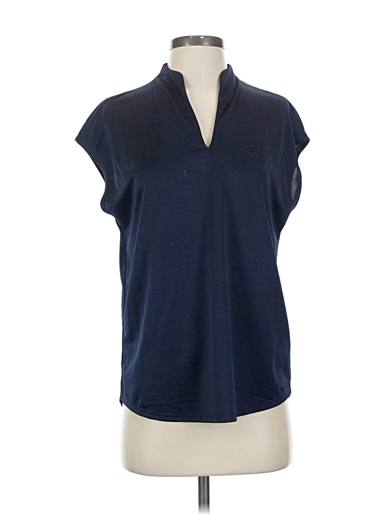 Pre-owned Tahari Short Sleeve Turtleneck In Blue