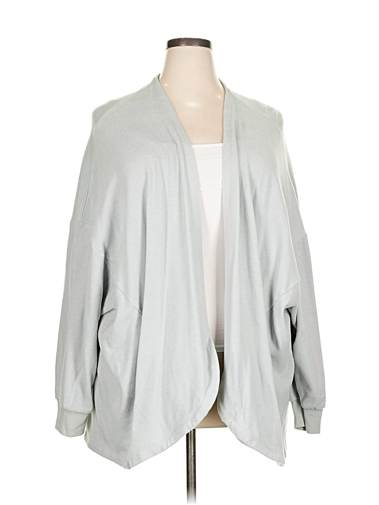Pre-owned Barefoot Dreams Cardigan Sweater In Silver