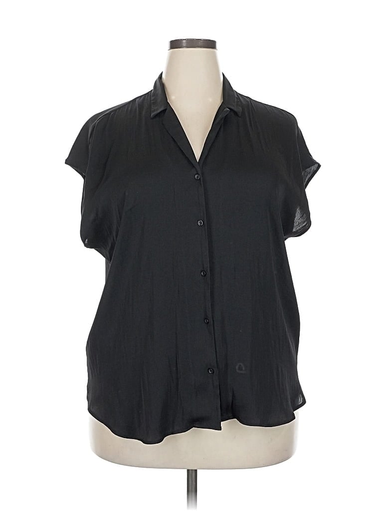 Pre-owned Nine West Short Sleeve Blouse In Black