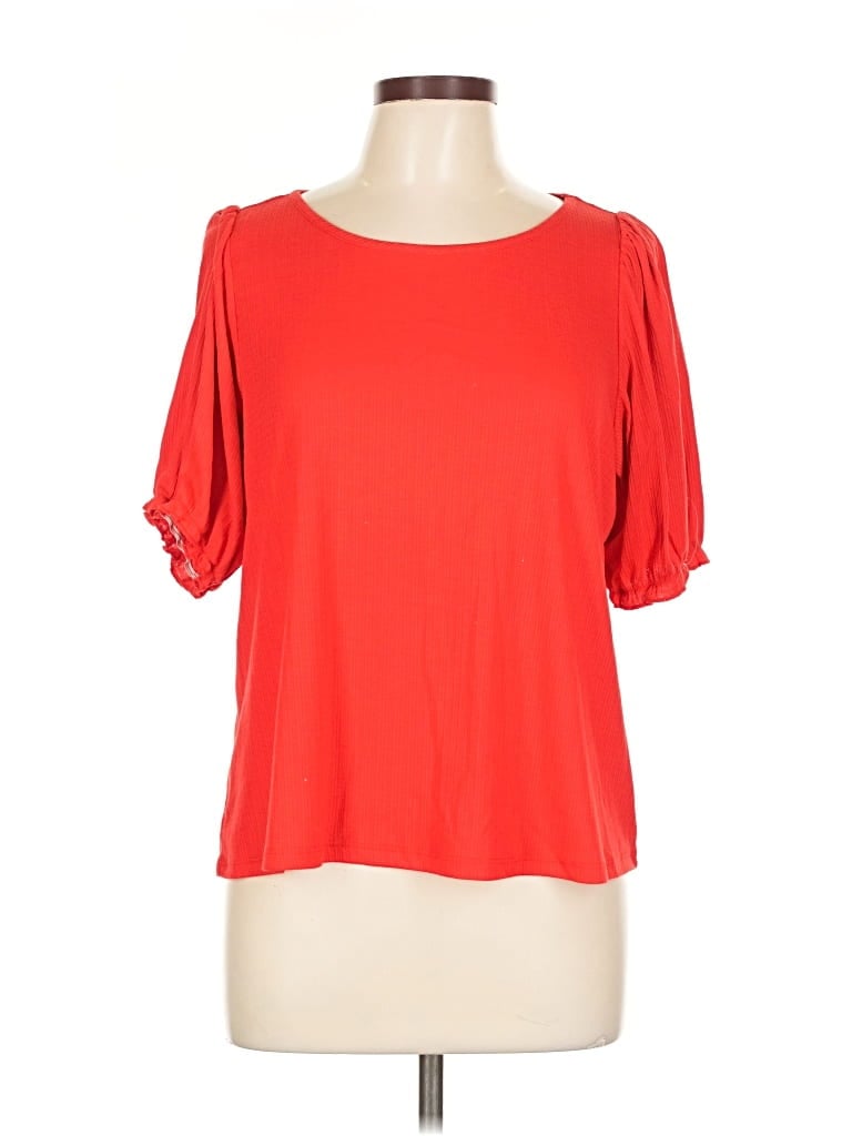 Pre-owned Lc Lauren Conrad Short Sleeve Top Red Cold Shoulder Neckline Tops