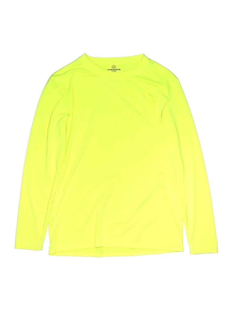 Pre-owned Real Essentials Kids' Long Sleeve Top Yellow Tops