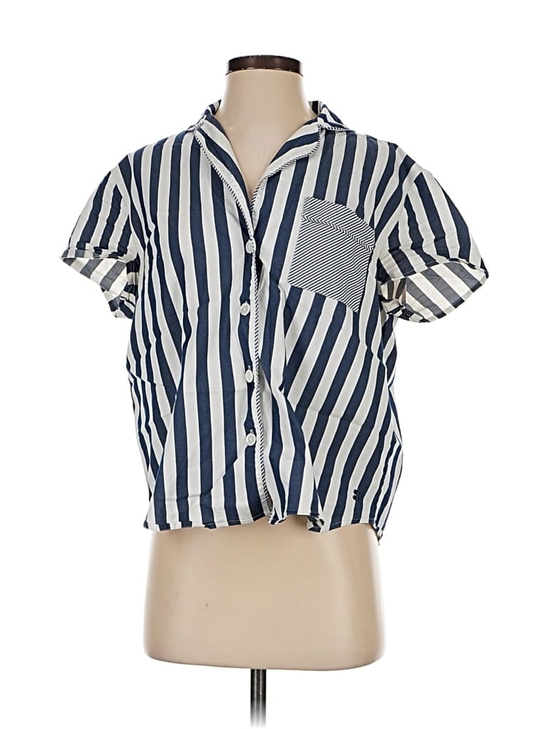 Pre-owned Sweaty Betty Short Sleeve Blouse In Blue