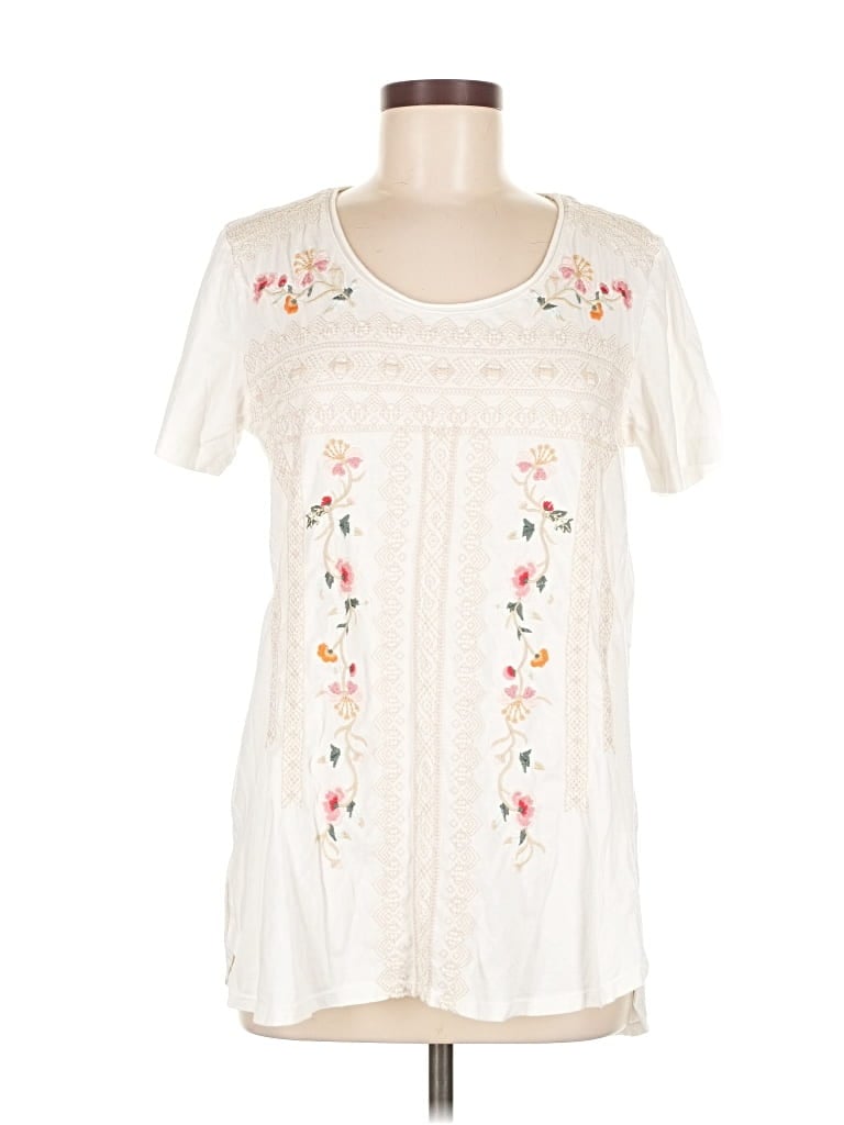Pre-owned Jw Los Angeles Short Sleeve Blouse In White
