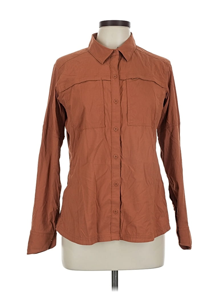Pre-owned Rei Long Sleeve Button Down Shirt In Brown