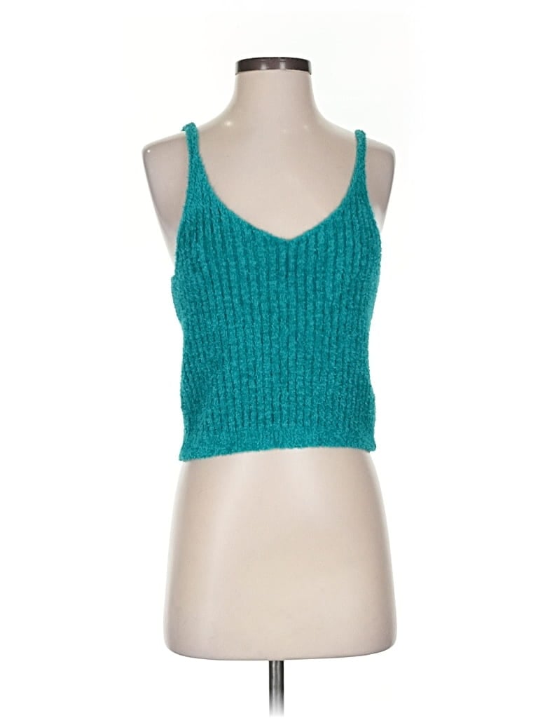 Pre-owned Saturday Sunday Tank Top Teal Strapless Neckline Tops In Blue