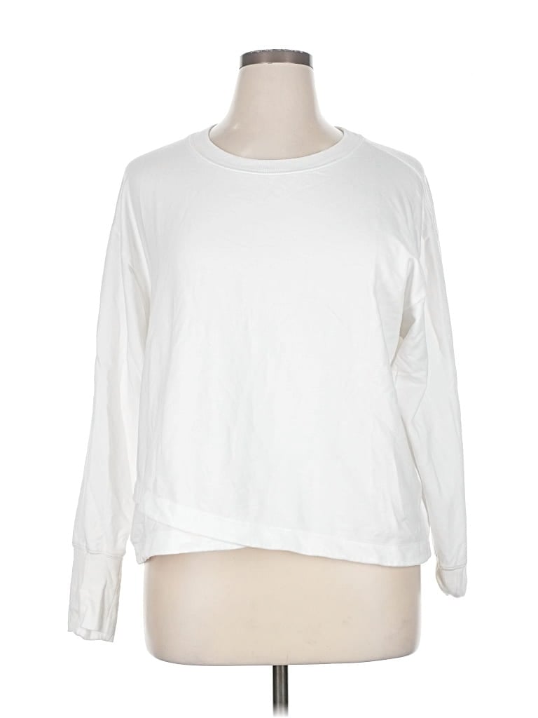 Pre-owned Athleta Long Sleeve T-shirt In White