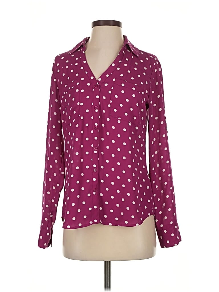 Pre-owned Express Long Sleeve Blouse In Burgundy