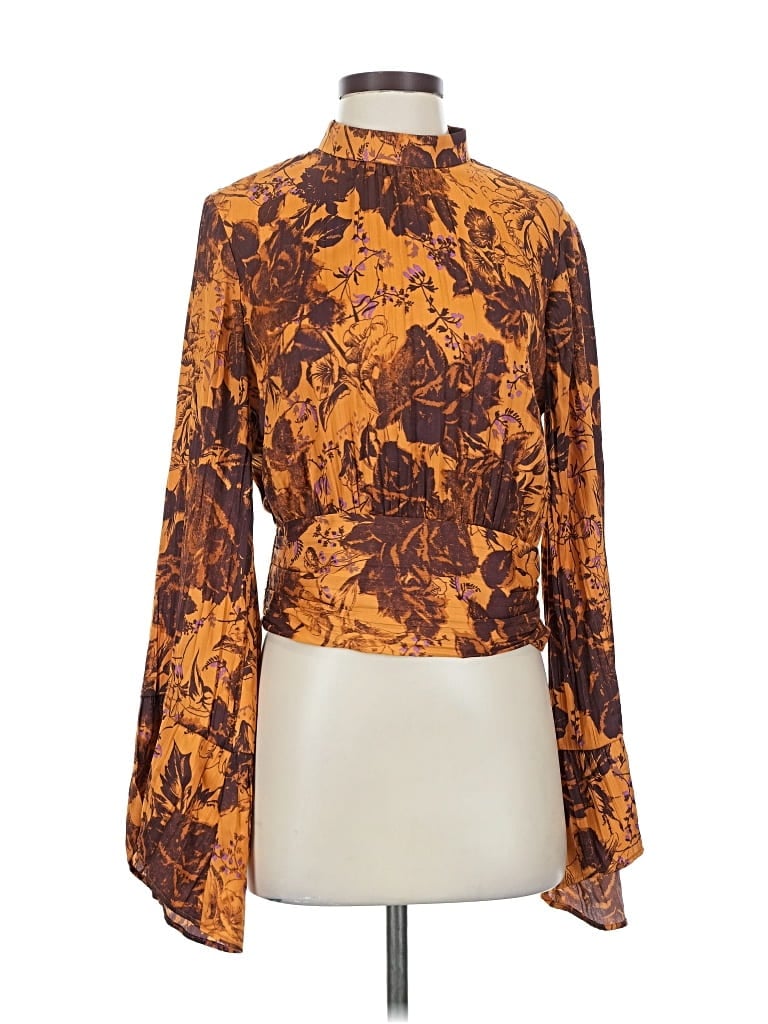 Pre-owned By Anthropologie Long Sleeve Blouse In Brown