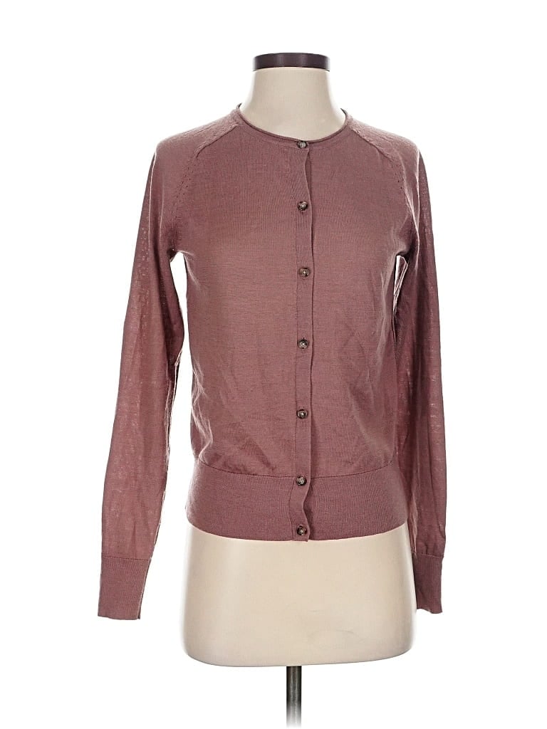 Pre-owned Ann Taylor Loft Cardigan Sweater In Burgundy