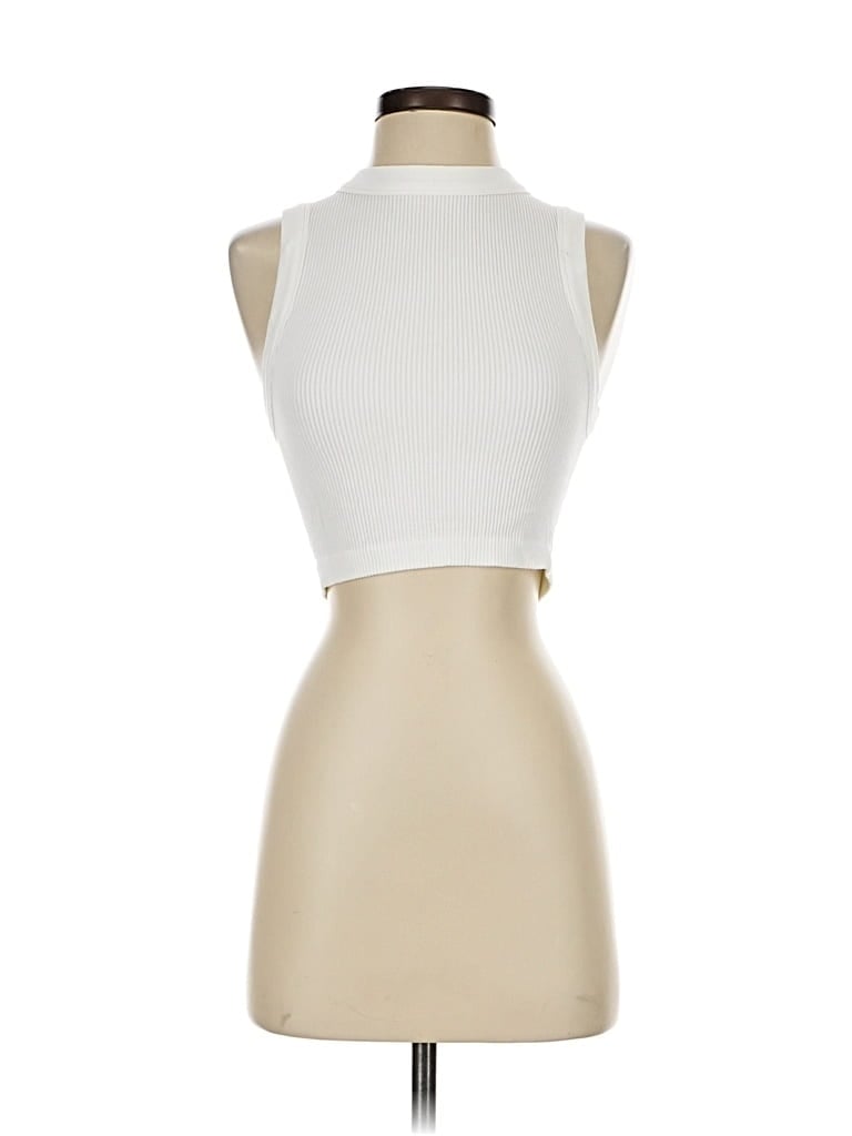 Pre-owned Zara Tank Top Ivory Halter Neckline Tops In White