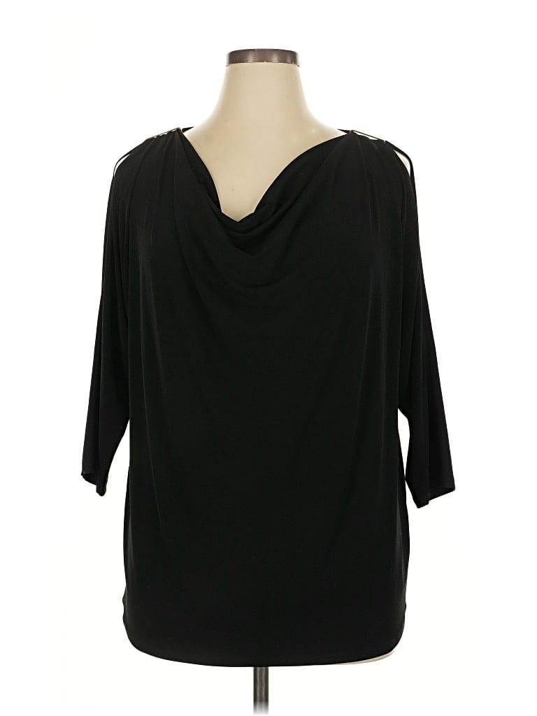 Pre-owned Michael Michael Kors 3/4 Sleeve Top Black Cowl Neck Tops