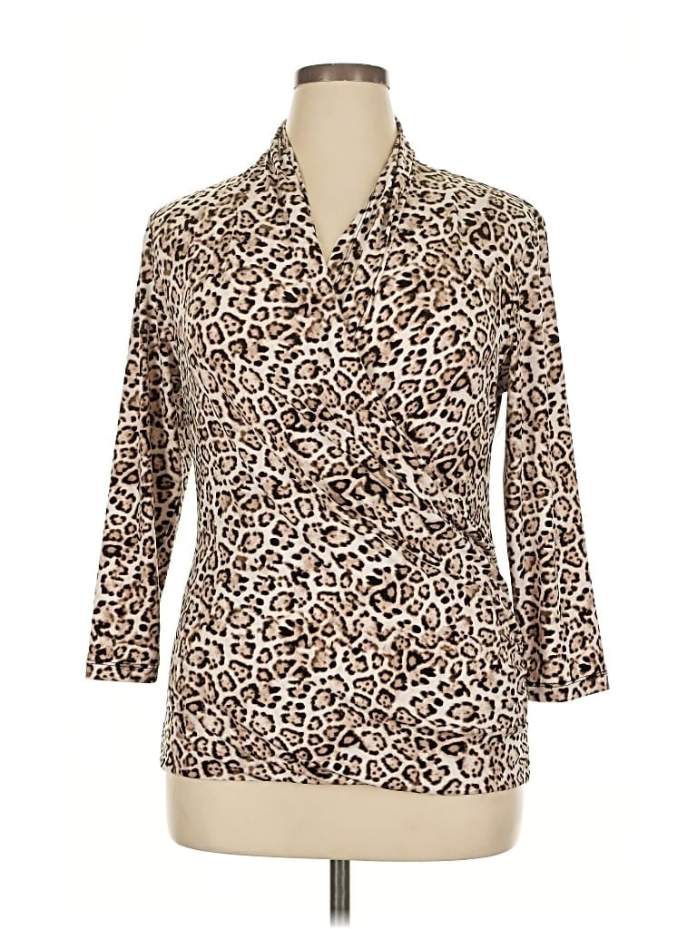 Pre-owned Chaus 3/4 Sleeve Blouse In Brown