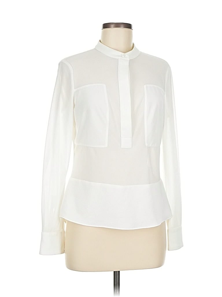 Pre-owned Karen Millen Long Sleeve Blouse In White