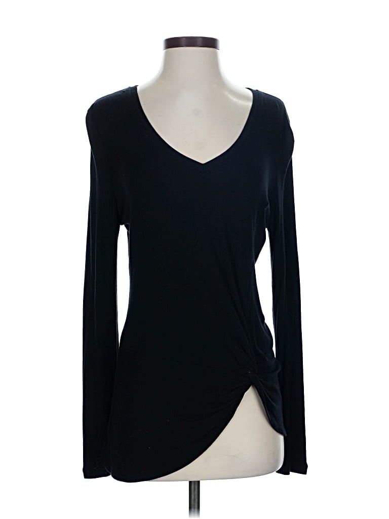 Pre-owned Cabi Long Sleeve Top Black Open Neckline Tops