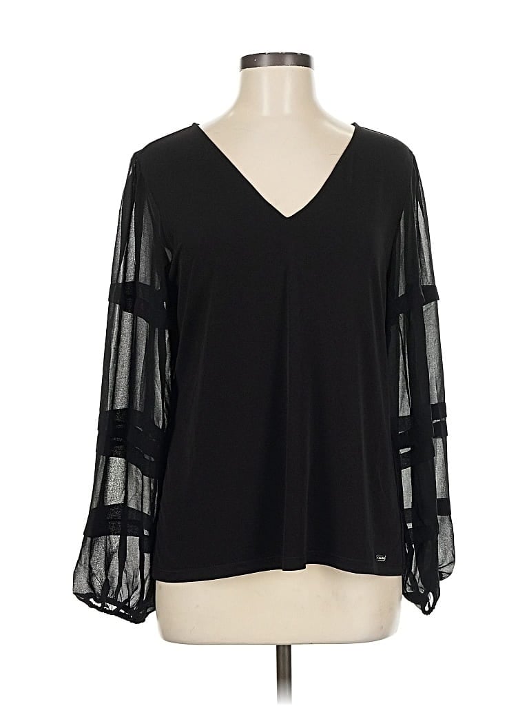 Pre-owned Calvin Klein Long Sleeve Blouse In Black