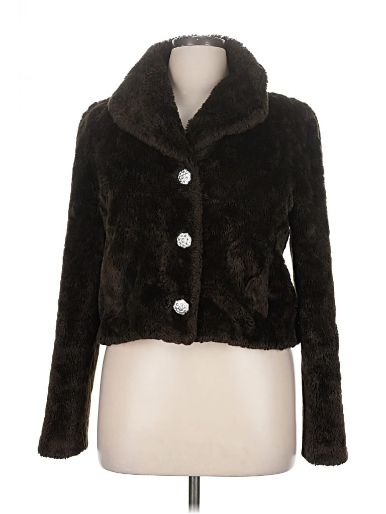 Pre-owned Black Rivet Faux Fur Jacket In Brown