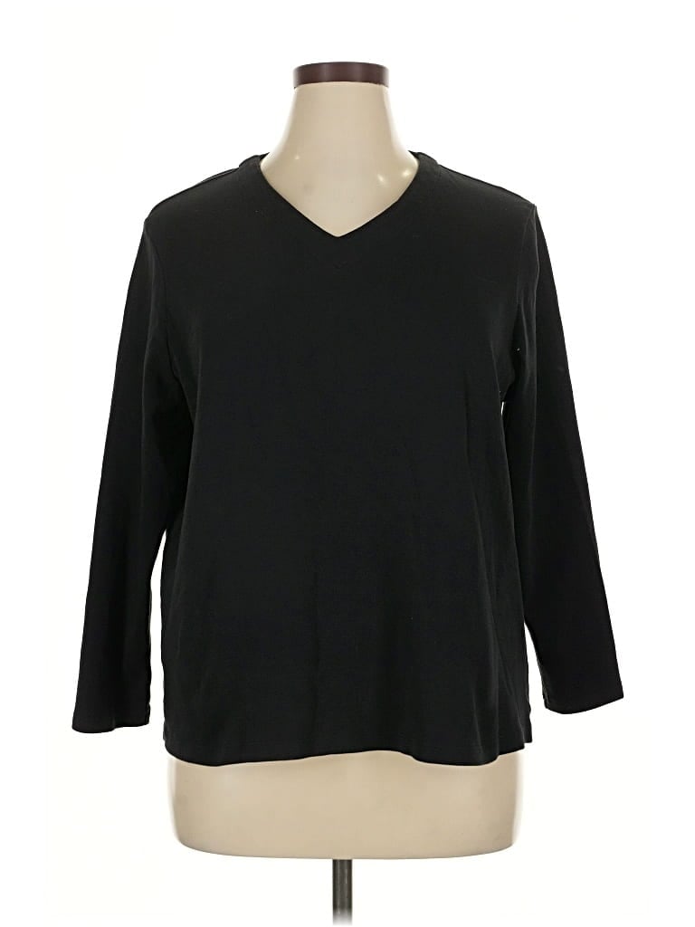 Pre-owned Coldwater Creek 3/4 Sleeve T-shirt In Black