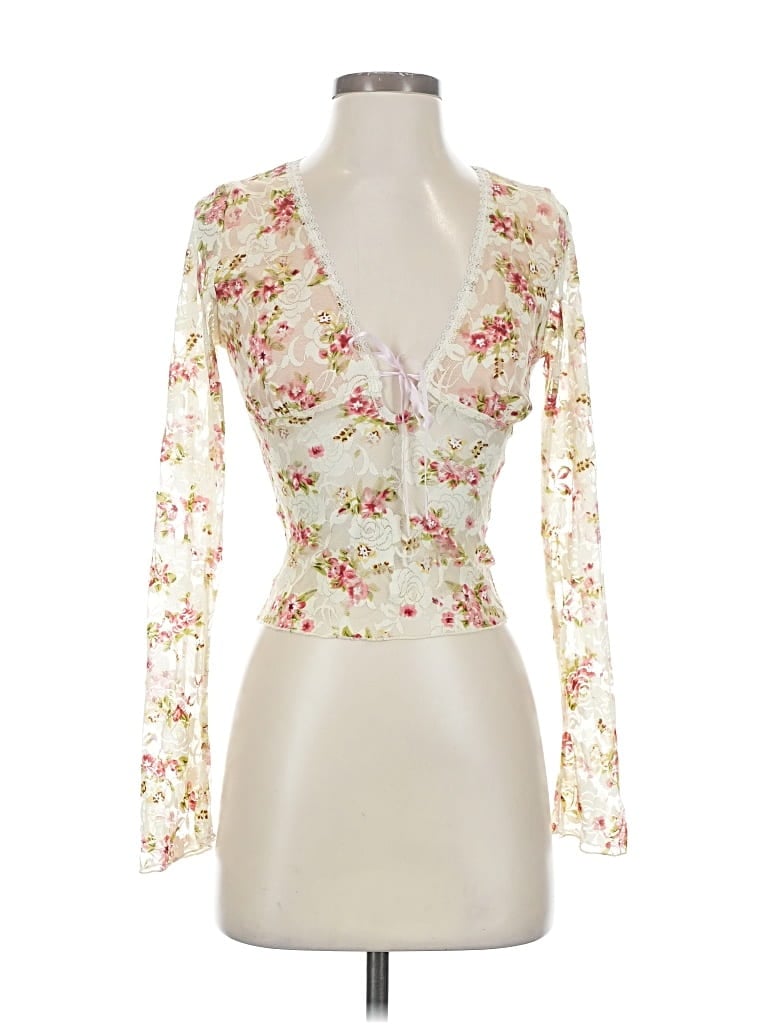 Pre-owned Princess Polly Long Sleeve Blouse In White