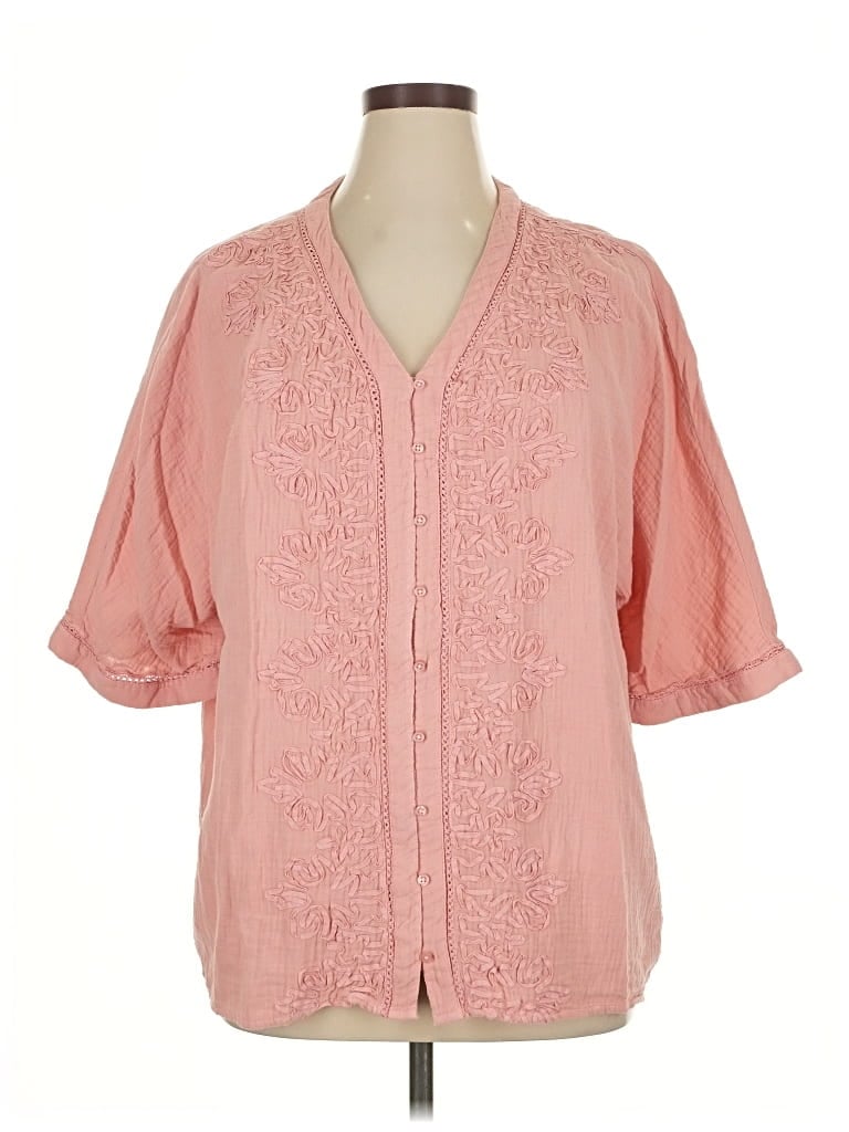 Pre-owned Coldwater Creek 3/4 Sleeve Blouse In Pink
