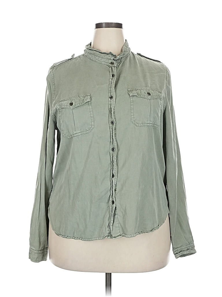 Pre-owned Universal Thread Long Sleeve Button Down Shirt In Green