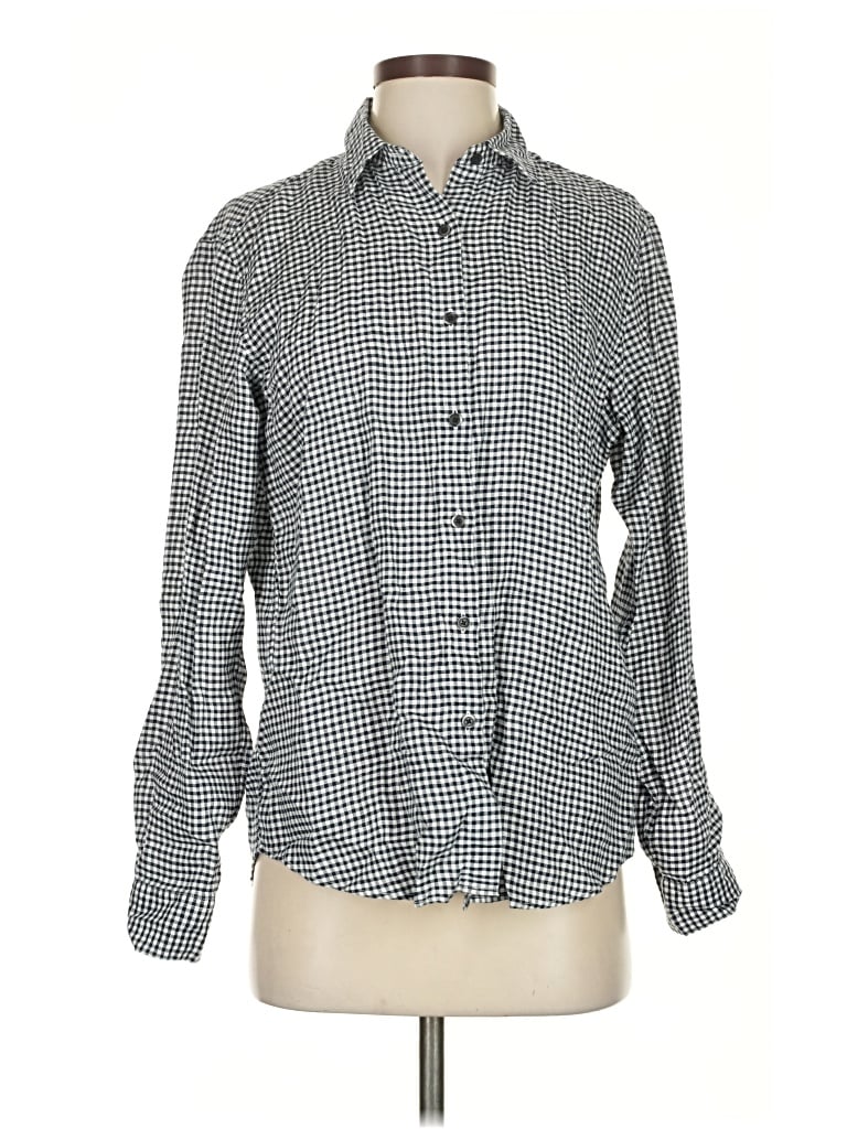 Pre-owned Uniqlo Long Sleeve Button Down Shirt In Gray