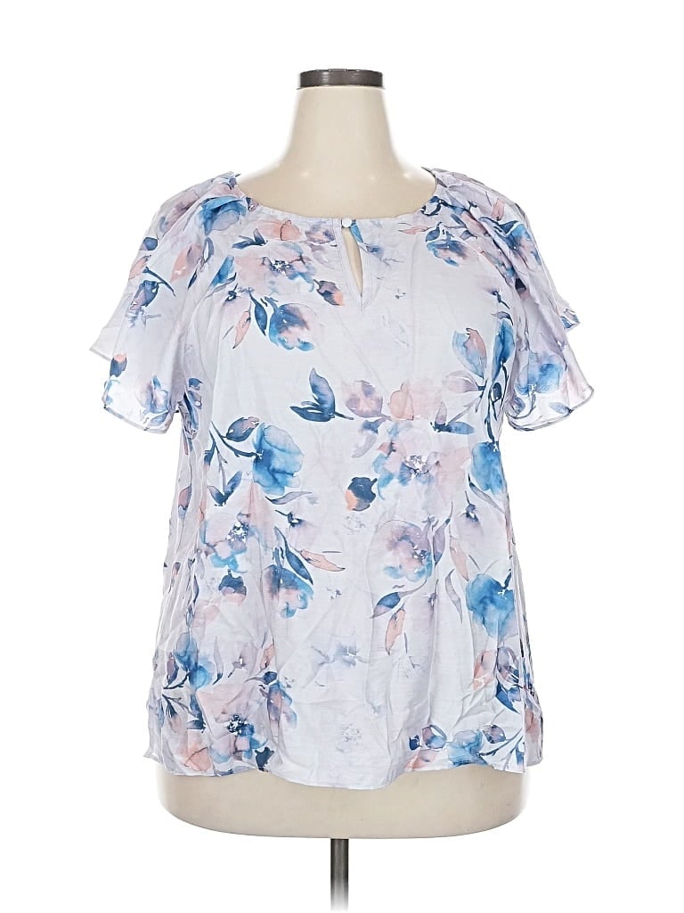 Pre-owned Nine Britton Short Sleeve Blouse In White