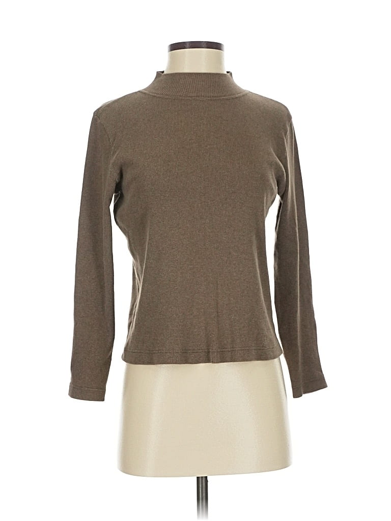 Pre-owned Lizsport Long Sleeve Turtleneck In Brown