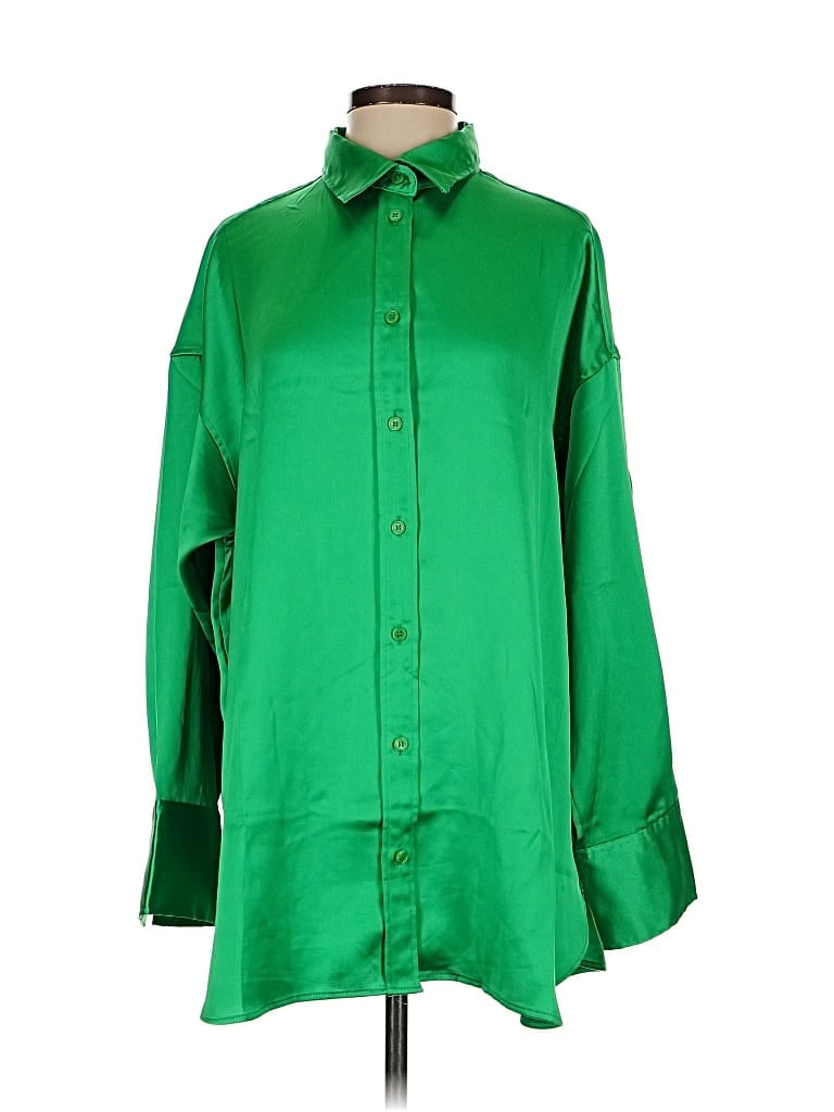 Pre-owned H&m Long Sleeve Blouse In Green