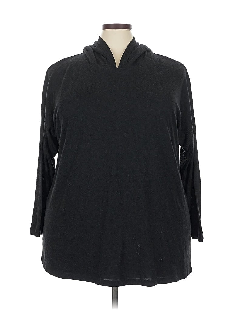 Pre-owned Lane Bryant Pullover Hoodie In Black