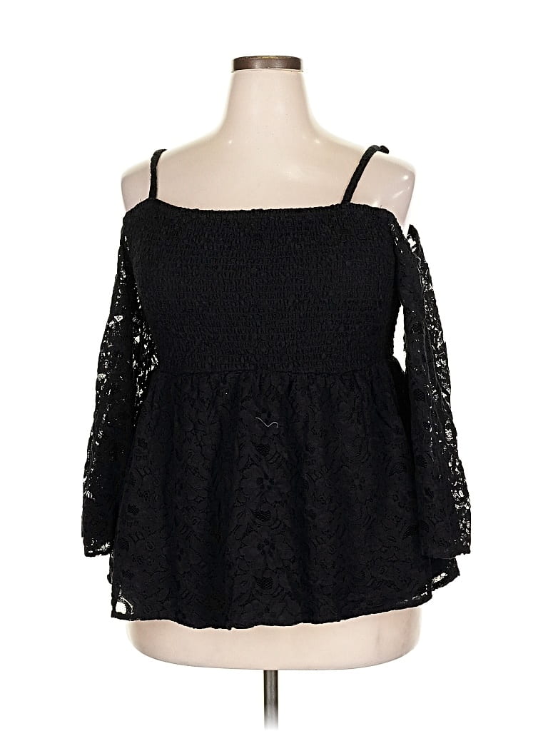 Pre-owned Torrid 3/4 Sleeve Blouse In Black