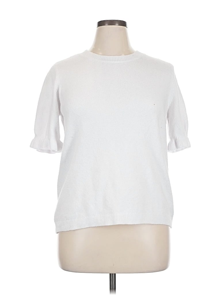 Pre-owned Ann Taylor Factory Short Sleeve Turtleneck In White