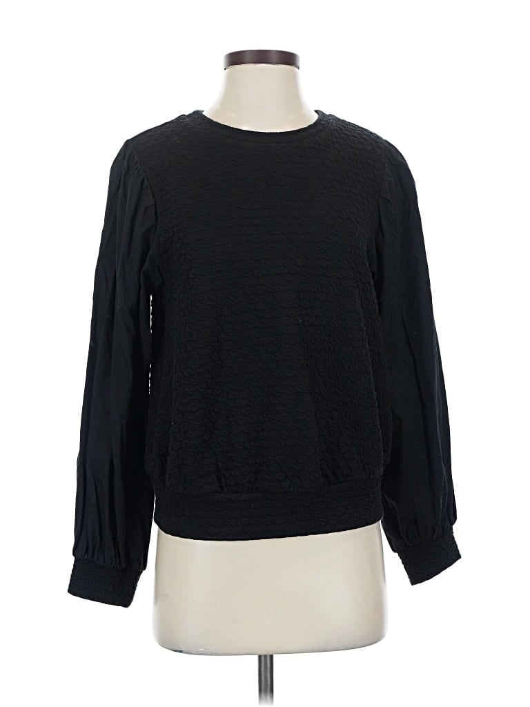 Pre-owned Porridge Long Sleeve Top Black Crew Neck Tops