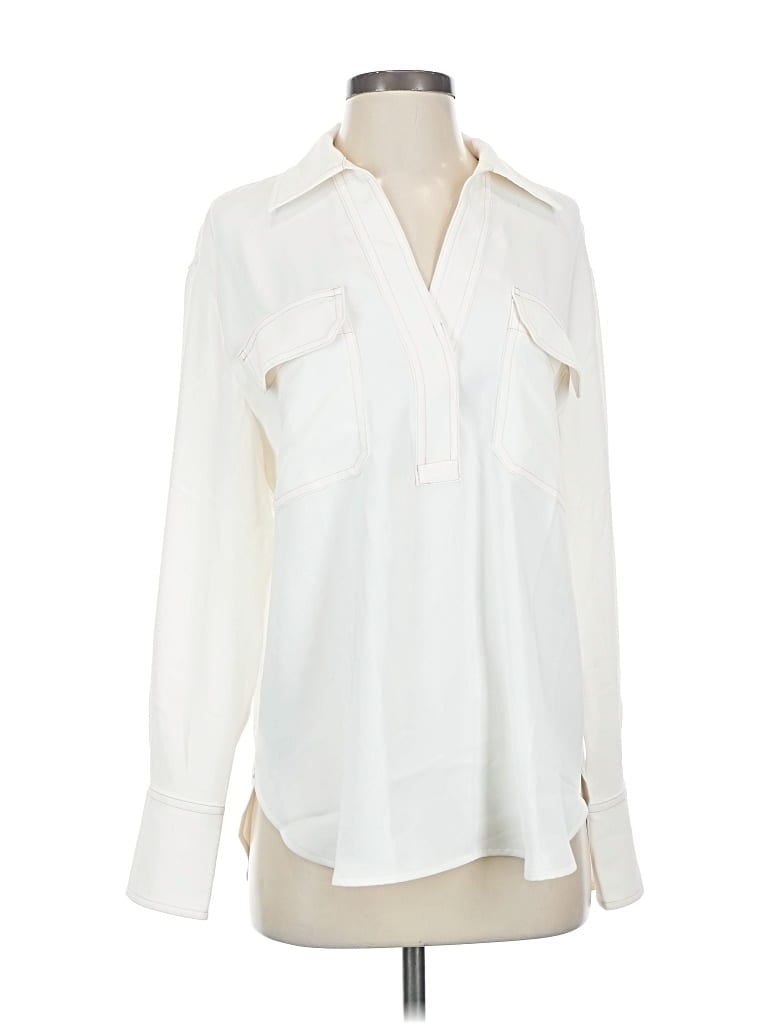 Pre-owned Madewell Long Sleeve Blouse In White