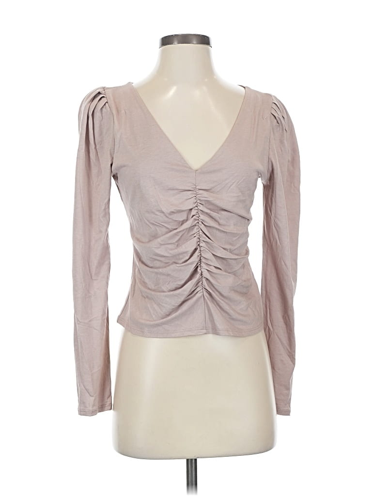 Pre-owned Nation Ltd Long Sleeve Top Silver Sweetheart Neckline Tops