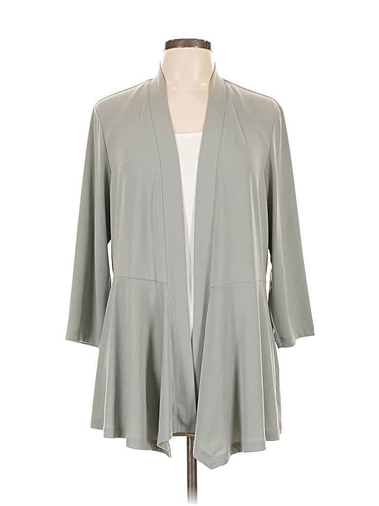 Pre-owned Susan Graver Cardigan Sweater In Gray