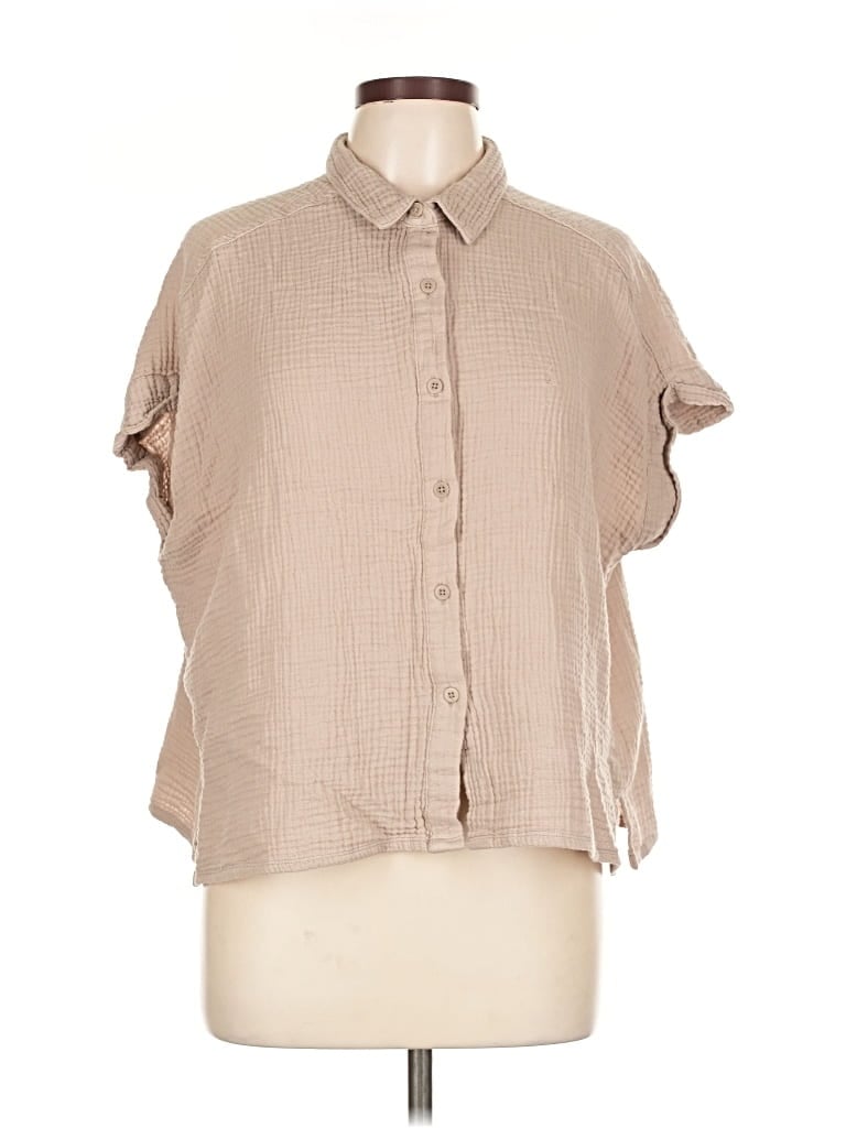 Pre-owned Splendid Short Sleeve Blouse In Brown
