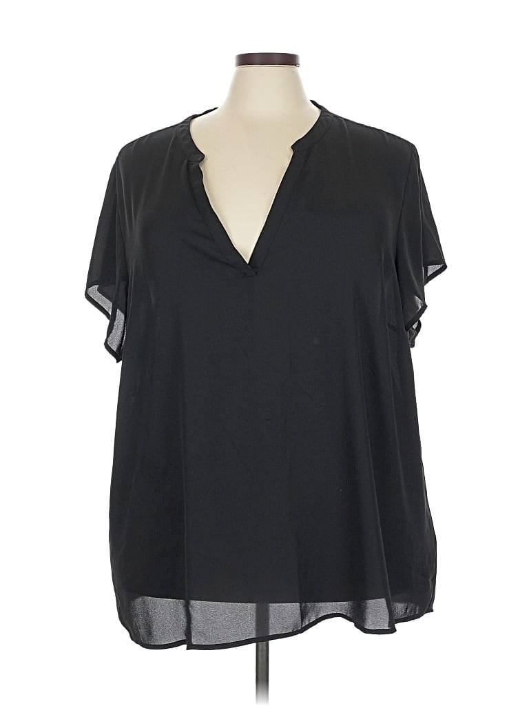 Pre-owned Torrid Short Sleeve Blouse In Black