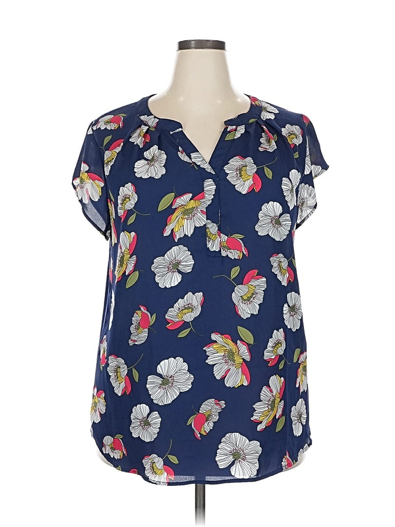 Pre-owned Papermoon Short Sleeve Blouse In Blue